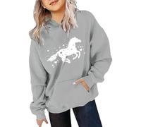 Generisch Sweat à capuche pour fille - Chevaux - Pull à manches longues - Décontracté - Avec poches - Vêtements pour enfants - Loisirs - T-shirt à manches longues pour 4-14 ans, Gris (06), 10-11 ans