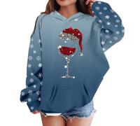 Generisch Sweat à capuche pour fille Sweats pour enfants Vêtements pour filles Matériau en coton doux Look décontracté confortable Design tendance Parfait pour les filles, bleu, 9-10 ans