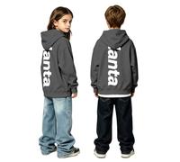 Generisch Sweat à capuche pour garçon, sweat-shirts, pulls avec imprimé graphique, t-shirt à manches longues, vêtements de rue décontractés, gris, 9-10 ans