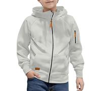 Generisch Sweat à capuche pour garçons et enfants - Fermeture éclair - Vêtement de sport - Loisirs - Veste de survêtement avec capuche - Couleur unie - Style sportif - Vintage - Manches longues - Pull
