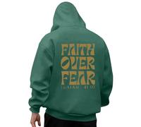 Generisch Sweat à capuche pour homme avec déclaration chrétienne - Sweat à capuche avec imprimé Faith Over Fear dans le dos - Sweatshirt religieux avec verset biblique Isaïe 41:10, Style_d04 Vert, M