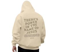Generisch Sweat à capuche pour homme avec déclaration chrétienne - Sweat à capuche avec imprimé Jésus Saves - Grand imprimé dans le dos et vers biblique, Style_m01 Beige, M