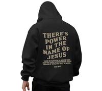 Generisch Sweat à capuche pour homme avec déclaration chrétienne - Sweat à capuche avec imprimé Jésus Saves - Grand imprimé dans le dos et vers biblique, Stil_m02 Noir, M