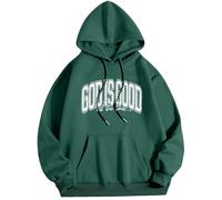 Generisch Sweat à capuche pour homme avec déclaration religieuse - Sweat à capuche avec imprimé « God is Good » - Pull décontracté pour un look de foi expressif, Style_f04 Vert, M