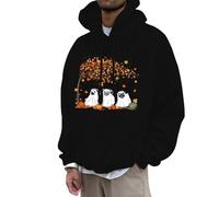 Generisch Sweat à capuche pour homme avec imprimé Halloween, décontracté, coupe ample, doublure polaire chaude, streetwear confortable pour l'hiver couverture à capuche pour adulte, Noir , S