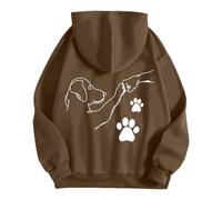 Generisch Sweat à capuche pour homme avec motif de chien et impression sur le dos - Pull à capuche avec empreinte de patte et symbole d'amitié | Sweatshirt décontracté pour propriétaires de chiens, M