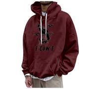 Generisch Sweat à capuche pour homme avec motif oiseau en polaire douce pour un style décontracté élégant et un confort quotidien, Bordeaux, S