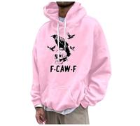 Generisch Sweat à capuche pour homme avec motif oiseau en polaire douce pour un style décontracté élégant et un confort quotidien, Rose clair, S