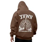 Generisch Sweat à capuche pour homme avec motif poumon chrétien - Sweat à capuche « Every Breath Speaks His Name » | Sweat à capuche avec imprimé YHWH, Style_c04 Marron, XL