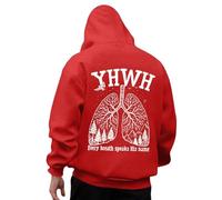 Generisch Sweat à capuche pour homme avec motif poumon chrétien - Sweat à capuche « Every Breath Speaks His Name » | Sweat à capuche avec imprimé YHWH, Style_c13 rouge, M