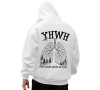 Generisch Sweat à capuche pour homme avec motif poumon chrétien - Sweat à capuche « Every Breath Speaks His Name » | Sweat à capuche avec imprimé YHWH, Style_c14 Blanc, XL