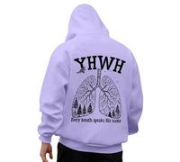 Generisch Sweat à capuche pour homme avec motif poumon chrétien - Sweat à capuche « Every Breath Speaks His Name » | Sweat à capuche avec imprimé YHWH, Style_c10 Violet, S