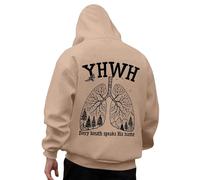 Generisch Sweat à capuche pour homme avec motif poumon chrétien - Sweat à capuche « Every Breath Speaks His Name » | Sweat à capuche avec imprimé YHWH, Style_c08 kaki, XL