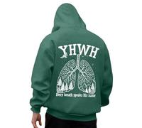 Generisch Sweat à capuche pour homme avec motif poumon chrétien - Sweat à capuche « Every Breath Speaks His Name » | Sweat à capuche avec imprimé YHWH, Style_c05 Vert, XL