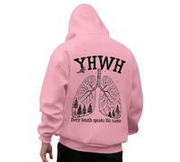 Generisch Sweat à capuche pour homme avec motif poumon chrétien - Sweat à capuche « Every Breath Speaks His Name » | Sweat à capuche avec imprimé YHWH, Style_c12 Rose, S