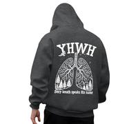 Generisch Sweat à capuche pour homme avec motif poumon chrétien - Sweat à capuche « Every Breath Speaks His Name » | Sweat à capuche avec imprimé YHWH, Style_c07 Gris, 3XL