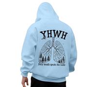 Generisch Sweat à capuche pour homme avec motif poumon chrétien - Sweat à capuche « Every Breath Speaks His Name » | Sweat à capuche avec imprimé YHWH, Style_c09 Bleu, M
