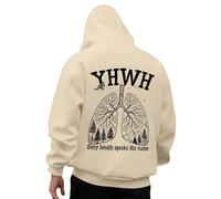 Generisch Sweat à capuche pour homme avec motif poumon chrétien - Sweat à capuche « Every Breath Speaks His Name » | Sweat à capuche avec imprimé YHWH, Style_c01 Beige, L