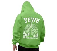 Generisch Sweat à capuche pour homme avec motif poumon chrétien - Sweat à capuche « Every Breath Speaks His Name » | Sweat à capuche avec imprimé YHWH, Style_c06 Vert, XXL