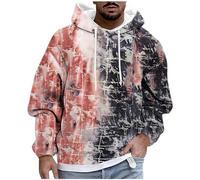 generisch Sweat à capuche pour homme avec poches - Sweat à capuche pour homme - Coupe ample - Imprimé 3D - Streetwear - Décontracté - Mode décontractée - T-shirt à manches longues, rouge, XXL