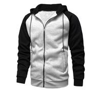 Generisch Sweat à capuche pour homme - Couleur unie - Manches longues - Fermeture éclair - Confortable - Chaud - Avec poches - Veste légère de transition - Jogging - Pour le sport et les loisirs, #1-1
