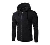 Generisch Sweat à capuche pour homme - Couleur unie - Veste demi-saison - Demi-fermeture éclair - Sweat à capuche à manches longues - Avec poches - Coupe droite - Sweat à capuche - Jogging - Veste