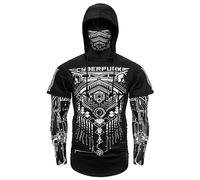 Generisch Sweat à capuche pour homme Cyberpunk Ninja avec masque - Manches longues - Sport - Coupe ajustée - Costume d'Halloween - Tête de mort - T-shirt à capuche, O Noir., M