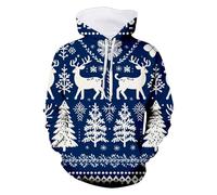 Generisch Sweat à capuche pour homme et femme avec motif de Noël - Sweat à capuche festif pour les fêtes inoubliables de la saison festive, bleu, M