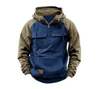 Generisch Sweat à capuche pour homme - Fermeture éclair 1/4 - Sweat à capuche - Manches longues - Patchwork - Avec poches - Fermeture éclair - Veste de sport - Veste de loisirs - Cadeau pour homme