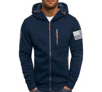 Generisch Sweat à capuche pour homme Fermeture éclair Imprimé Sweat à capuche pour homme Pull à manches longues Veste de survêtement vintage Imprimé décontracté Sweat-shirt surdimensionné avec capuche