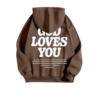 Generisch Sweat à capuche pour homme « God Loves You » avec verset biblique sur le dos - Sweat à capuche chrétien pour homme | Sweat-shirt comme expression de la foi, Style_f04 Marron, S