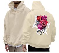 Generisch Sweat à capuche pour homme Imprimé floral Y2K Streetwear Sweat à capuche Coupe normale Sweat à capuche Couleur pure Sweat à capuche Automne et hiver Pull à capuche avec capuche, beige, XL