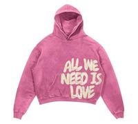 Generisch Sweat à capuche pour homme, motif loup coloré, imprimé lettre hip-hop, sweat à capuche surdimensionné, pull décontracté baggy gothique pour homme, encolure, rouge, 3XL