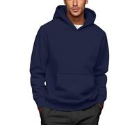 Generisch Sweat à capuche pour homme - Pull décontracté - Respirant - Oversize - Avec capuche - Couleur unie - Automne - Hiver - Basique - Jogging - Streetwear pour homme, bleu foncé, 3XL