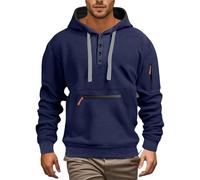 Generisch Sweat à capuche pour homme - Sportif - Chaud et confortable - Automne - Hiver - Décontracté - Manches longues - Avec boutonnière et poches zippées - Sweat à capuche pour homme, Marine, XXL