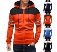 Generisch Sweat à capuche pour homme - Sweat à capuche avec fermeture éclair - Manches longues - Style sportif - Décontracté - Fitness - Entraînement - Jogging - Basic - Cadeau pour homme, Orange, XXL