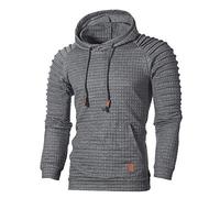 Generisch Sweat à capuche pour homme Waffle à manches longues - Couleur unie - Pull de travail avec capuche - Cordon de serrage - Avec poches - Pull chaud et confortable - Coupe droite - Veste de