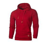 Generisch Sweat à capuche pour homme Waffle à manches longues - Couleur unie - Pull de travail avec capuche - Cordon de serrage - Avec poches - Pull chaud et confortable - Coupe droite - Veste de