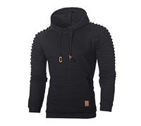 Generisch Sweat à capuche pour homme Waffle à manches longues - Couleur unie - Pull de travail avec capuche - Cordon de serrage - Avec poches - Pull chaud et confortable - Coupe droite - Veste de