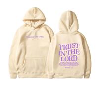 Generisch Sweat à capuche réversible tendance avec impression de lettres, manches longues pour femme, avec poches, polaire, kaki, XL