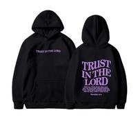 Generisch Sweat à capuche réversible tendance avec impression de lettres, manches longues pour femme, avec poches, polaire, Noir , XXL