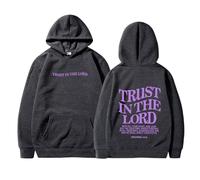 Generisch Sweat à capuche réversible tendance avec impression de lettres, manches longues pour femme, avec poches, polaire, gris foncé, 3XL