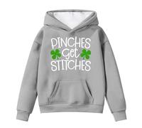 Generisch Sweat à capuche St Patrick pour fille avec imprimé festif comme pull polaire pour enfant, gris, 13-14 ans