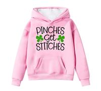 Generisch Sweat à capuche St Patrick pour fille avec imprimé festif comme pull polaire pour enfant, Rose, 13-14 ans