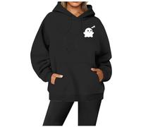 Generisch Sweat à capuche Streetwear pour femme - Manches longues - Court - Veste à capuche - Pull à capuche, Sweat à capuche B2 noir, M
