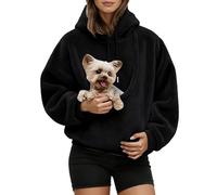 Generisch Sweat à capuche surdimensionné avec poche avant et boucle pour petits et grands chats. Sweat en polaire confortable pour les sorties décontractées et les courses quotidiennes., Noir , XXL