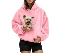 Generisch Sweat à capuche surdimensionné avec poche avant et boucle pour petits et grands chats. Sweat en polaire confortable pour les sorties décontractées et les courses quotidiennes., Rose, XXL