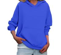 Generisch Sweat à capuche surdimensionné pour femme - Couleur unie - Avec capuche - Épaules tombantes - Tendance - Simple - Sans cordon de serrage - Haut confortable - Décontracté - Sport - Pour