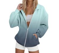 Generisch Sweat à capuche surdimensionné pour femme - Gradient - Sweat zippé - Veste à capuche - Pull pour femme - Automne et hiver - Cardigan à capuche - Manches longues, vert menthe, 3XL