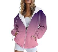 Generisch Sweat à capuche surdimensionné pour femme - Grande taille - Automne - Hiver - Fermeture éclair intégrale - En tissu - Pour les loisirs et le sport